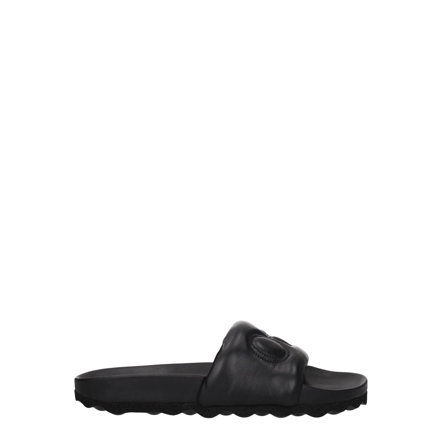 Black Leather Slippers Sandals