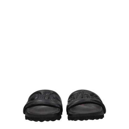Black Leather Slippers Sandals