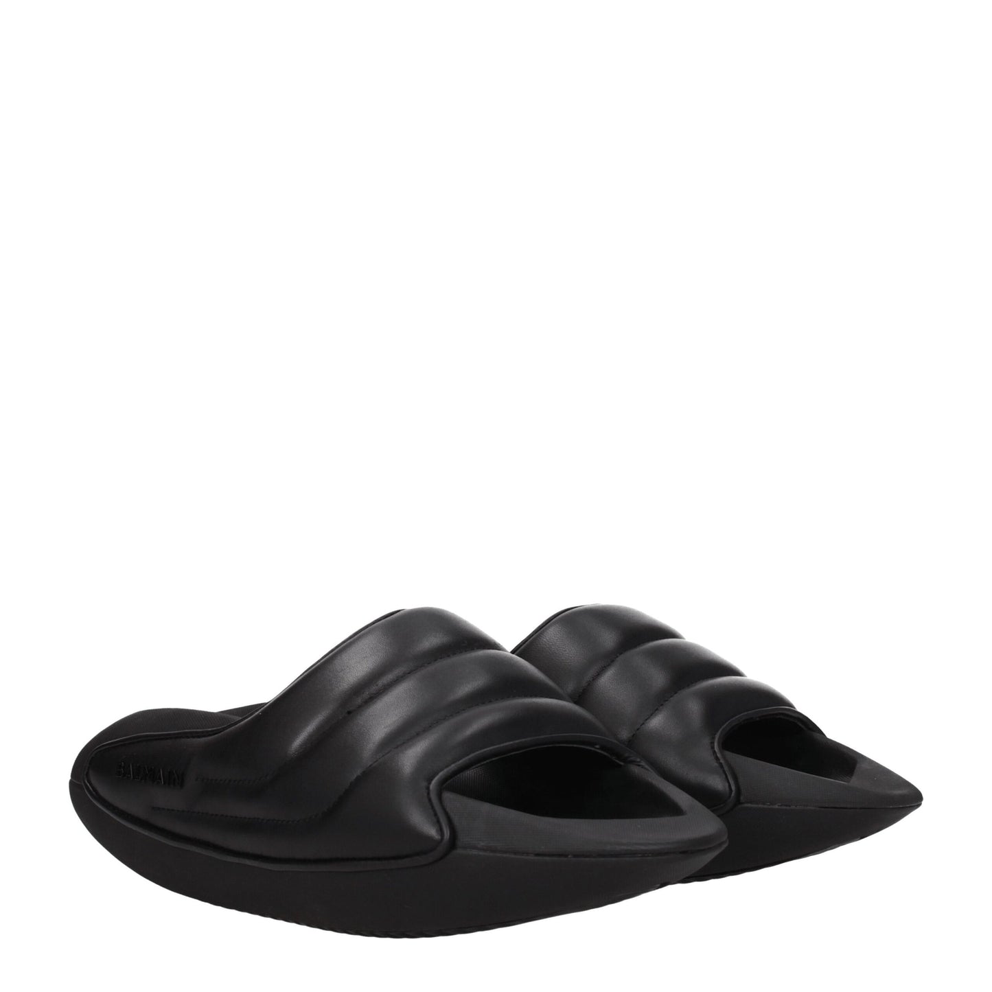 Black Leather Slippers Sandals
