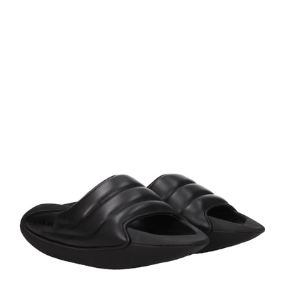 Black Leather Slippers Sandals
