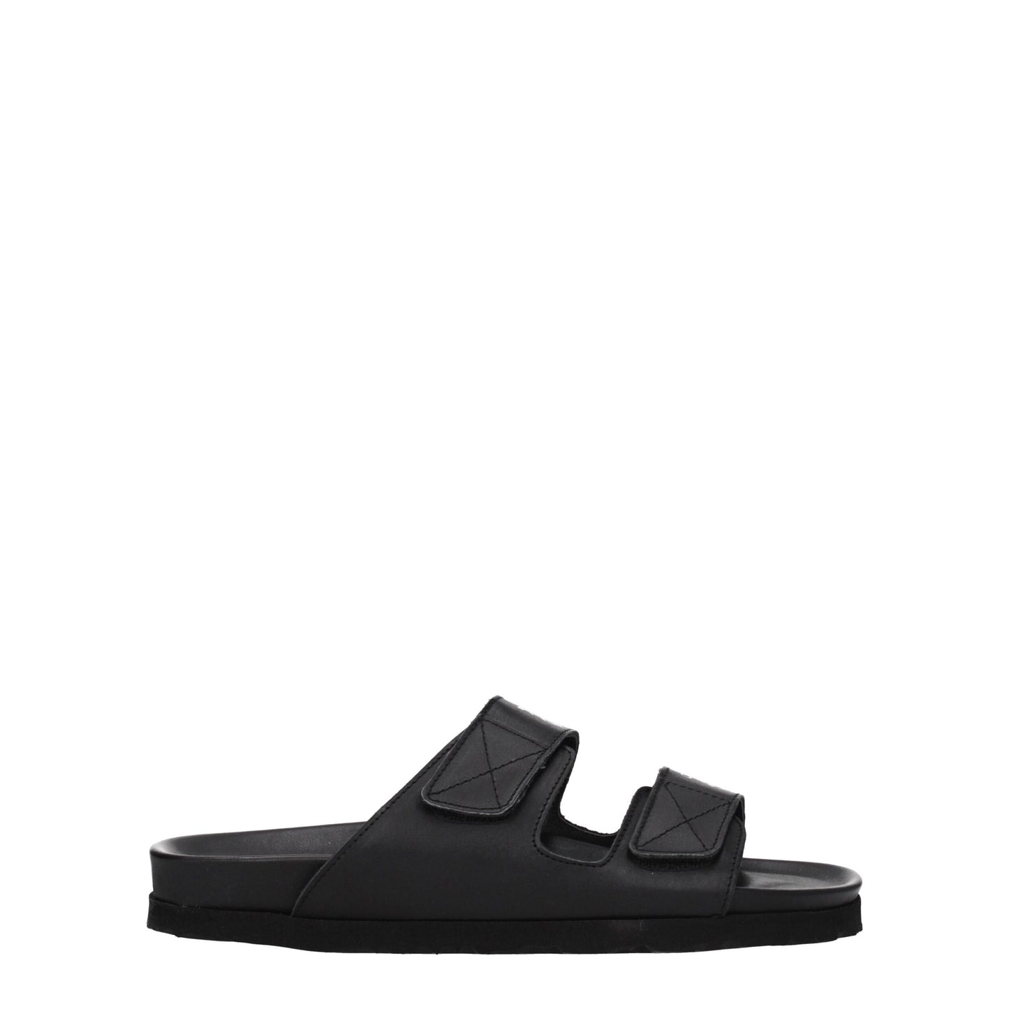 Black Leather Slippers Sandals