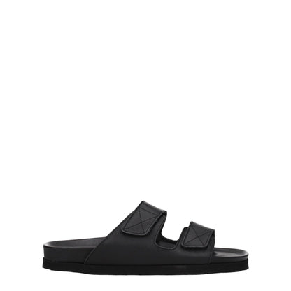 Black Leather Slippers Sandals