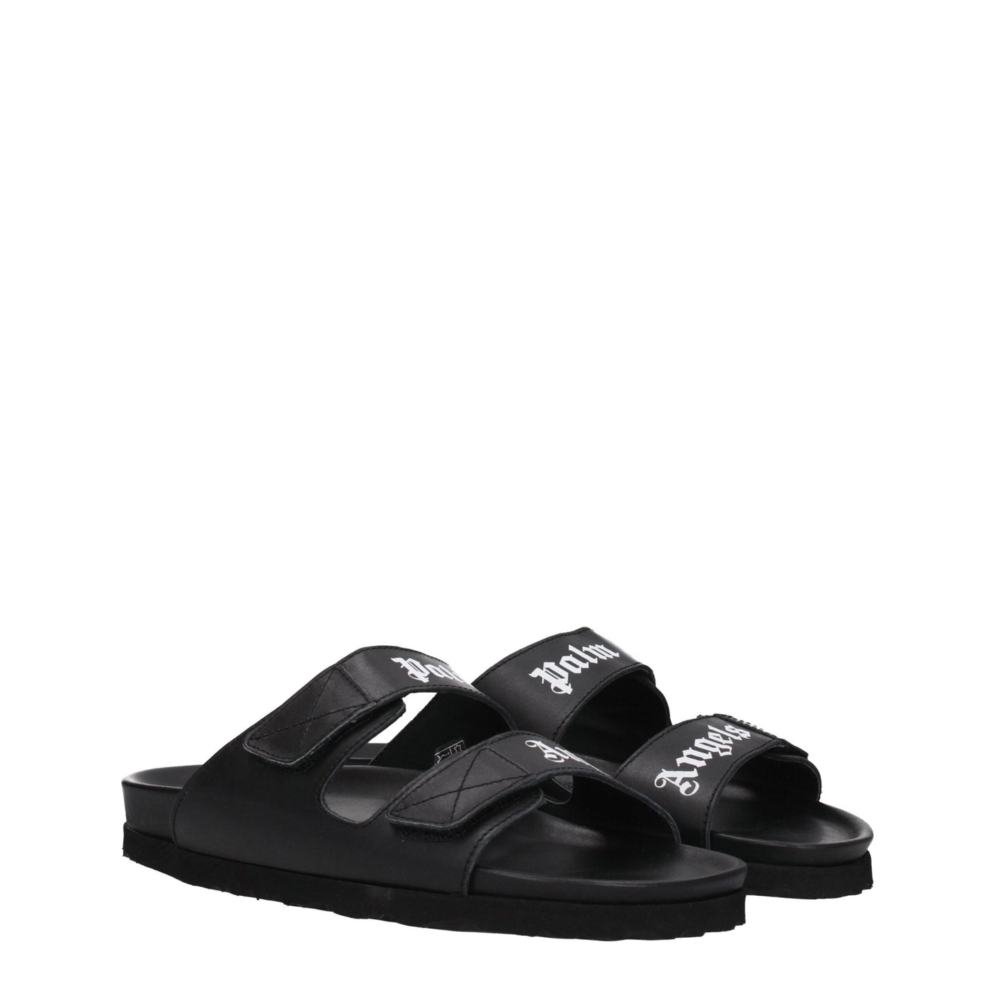 Black Leather Slippers Sandals