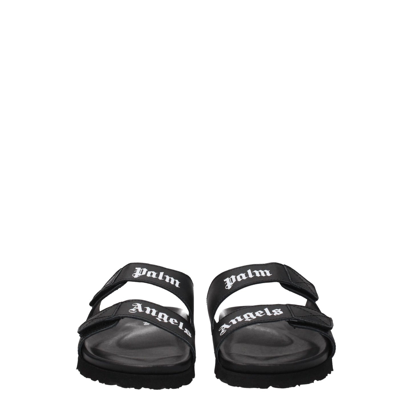 Black Leather Slippers Sandals
