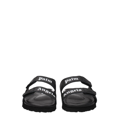 Black Leather Slippers Sandals