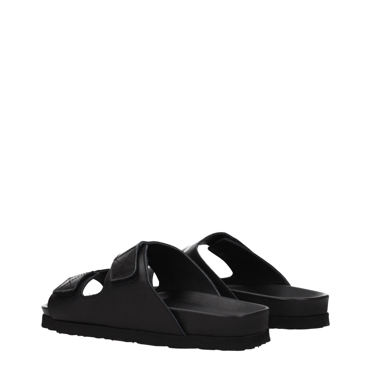 Black Leather Slippers Sandals