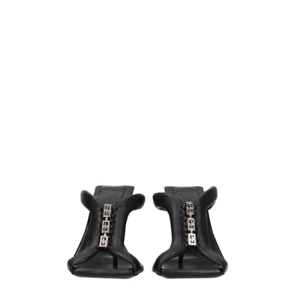 Black Leather Stiletto Heels Sandals