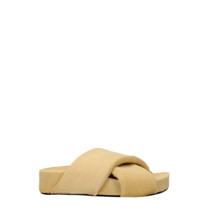 Beige Horsehair Slippers Sandals