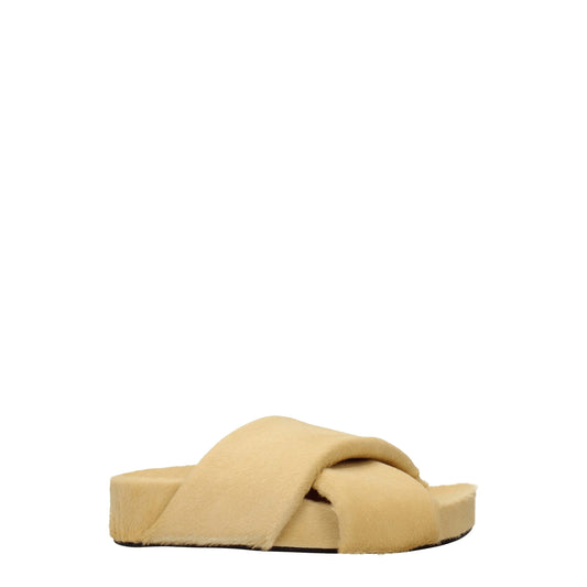Beige Horsehair Slippers Sandals