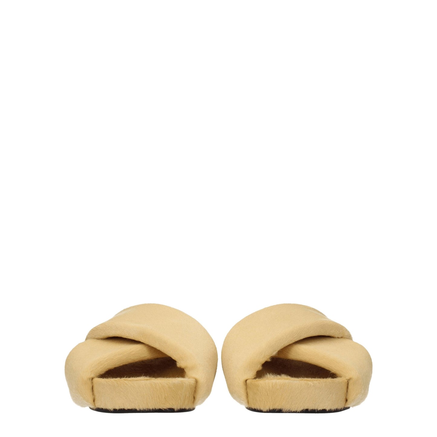 Beige Horsehair Slippers Sandals