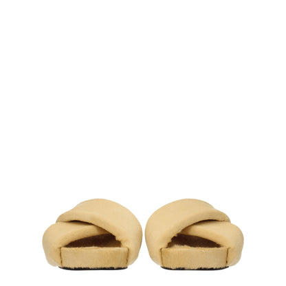 Beige Horsehair Slippers Sandals