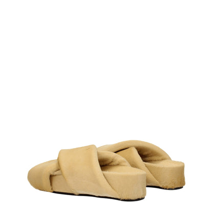 Beige Horsehair Slippers Sandals