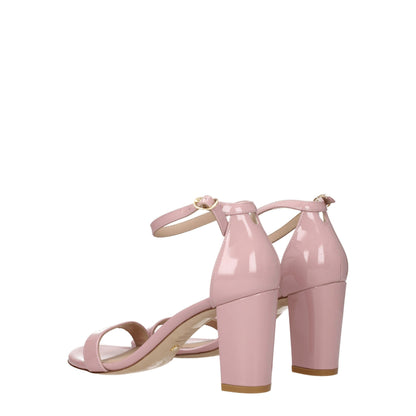 Pink Leather Stiletto Heels Sandals