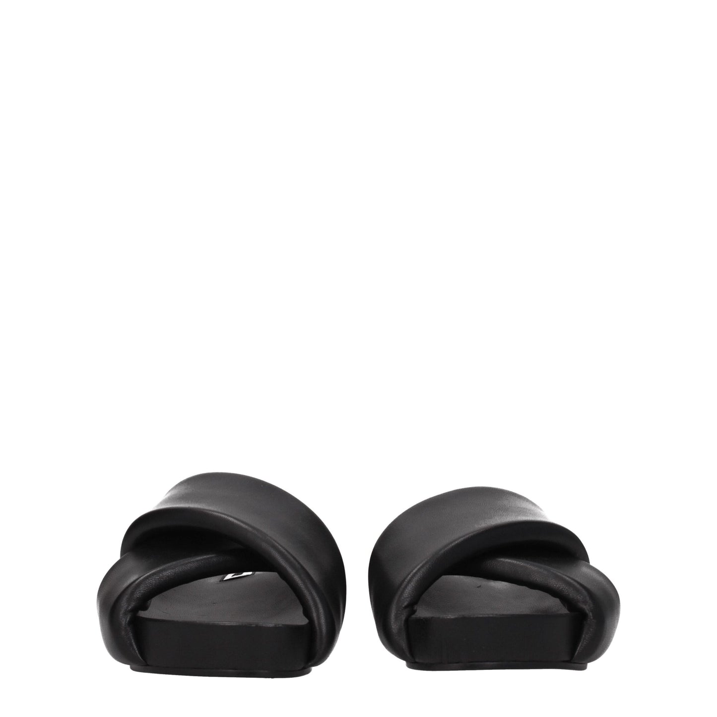 Black Leather Slippers Sandals