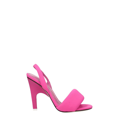 Pink Fabric Stiletto Heels Sandals