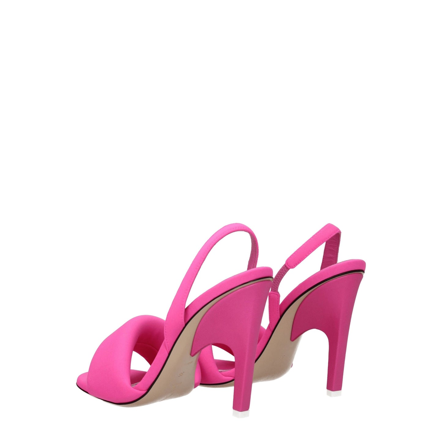 Pink Fabric Stiletto Heels Sandals