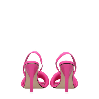 Pink Fabric Stiletto Heels Sandals