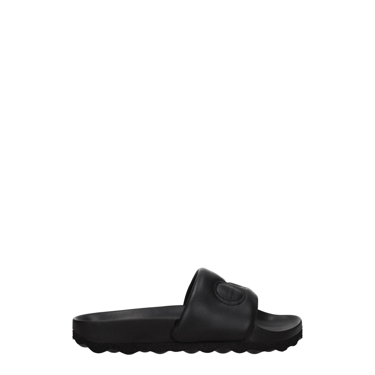 Black Leather Slippers Sandals
