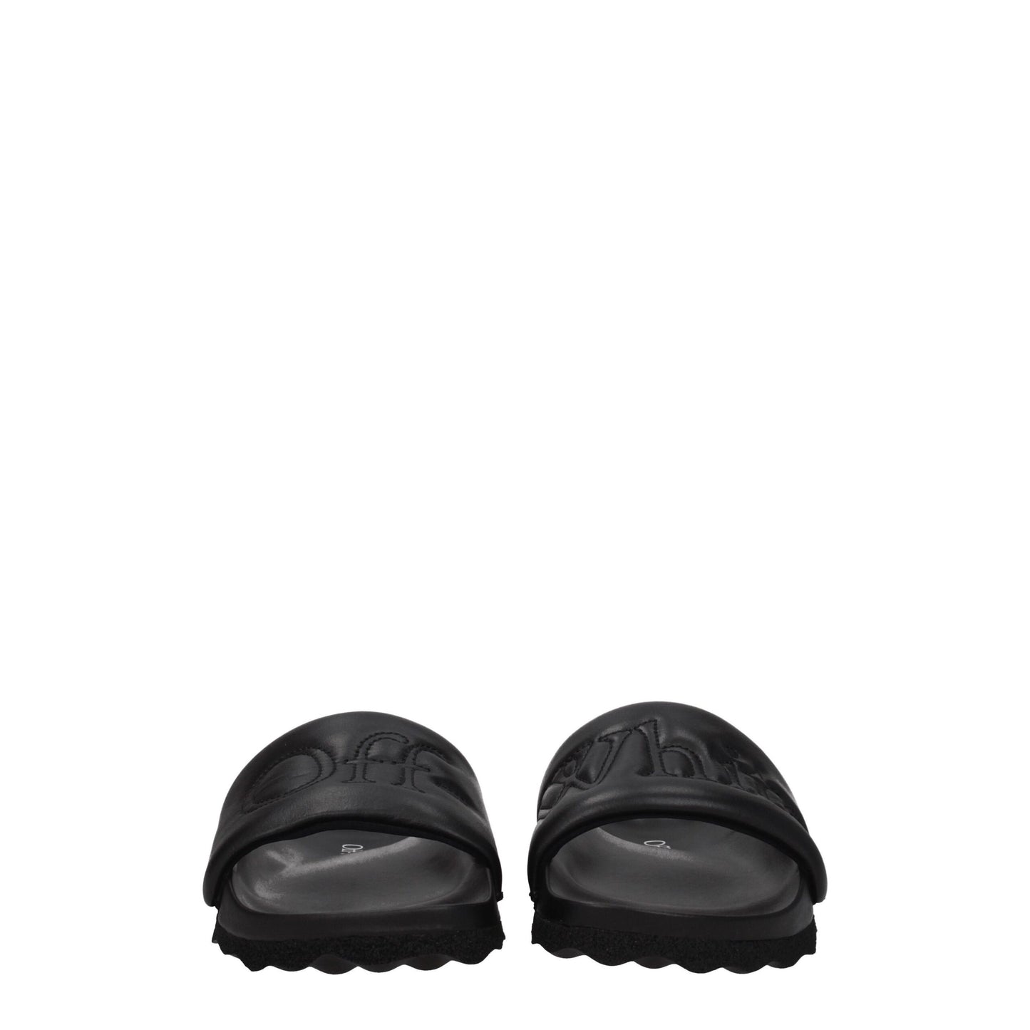 Black Leather Slippers Sandals