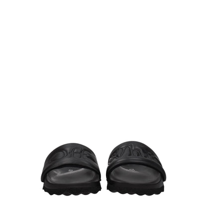 Black Leather Slippers Sandals