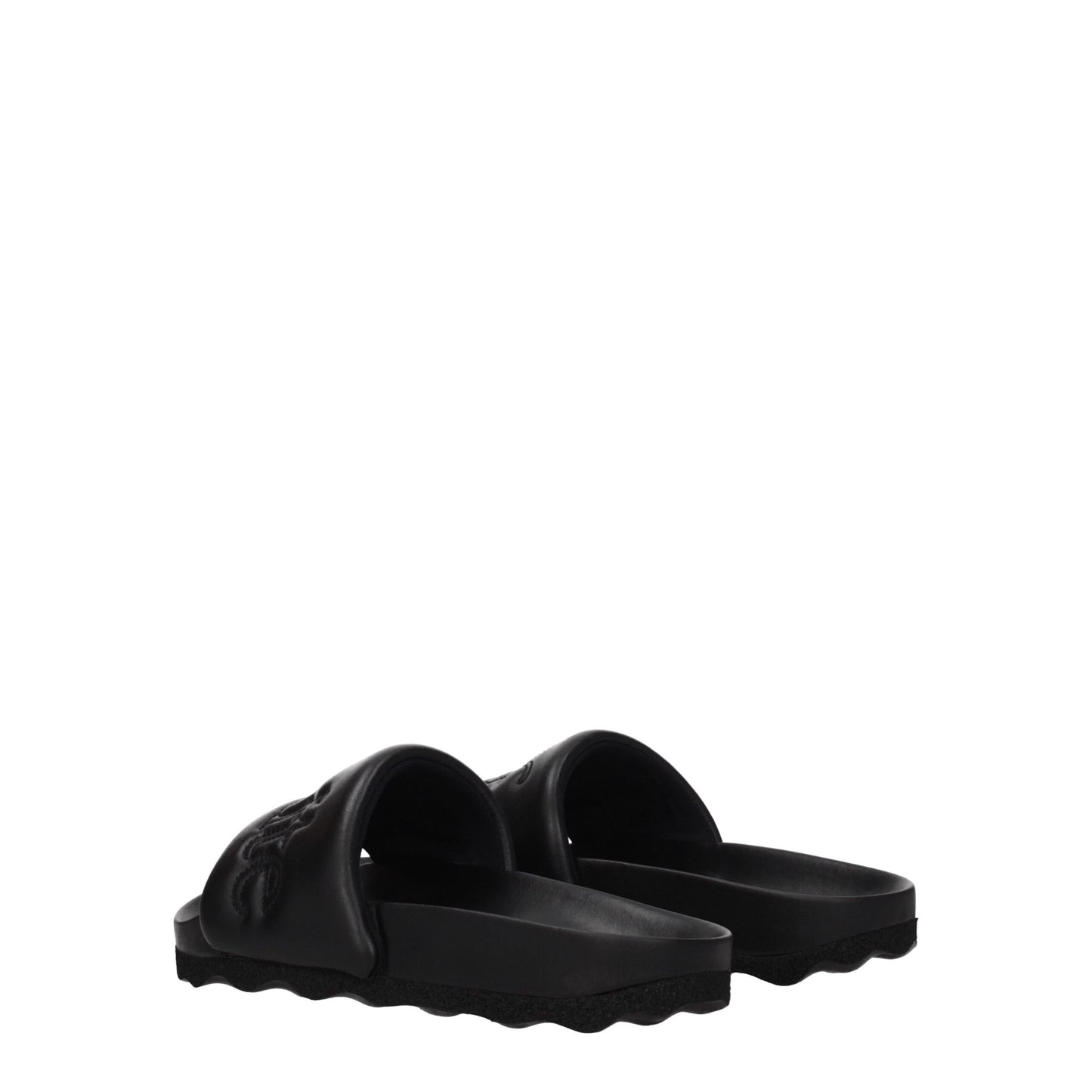Black Leather Slippers Sandals