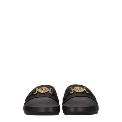 Black Leather Slippers Sandals