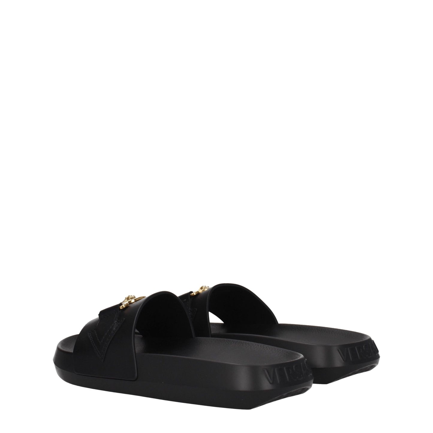 Black Leather Slippers Sandals