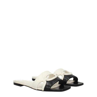 Black Leather Slippers Sandals