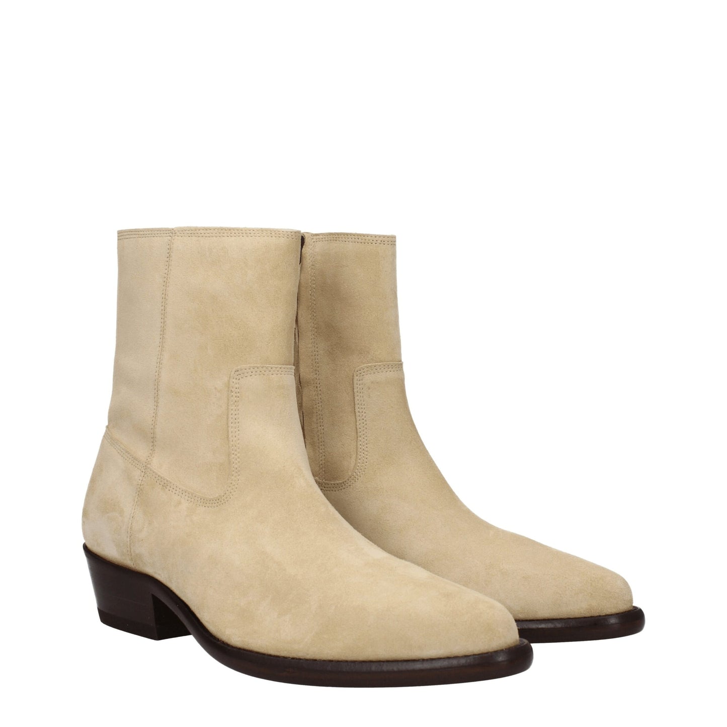 Beige Leather Ankle Boots