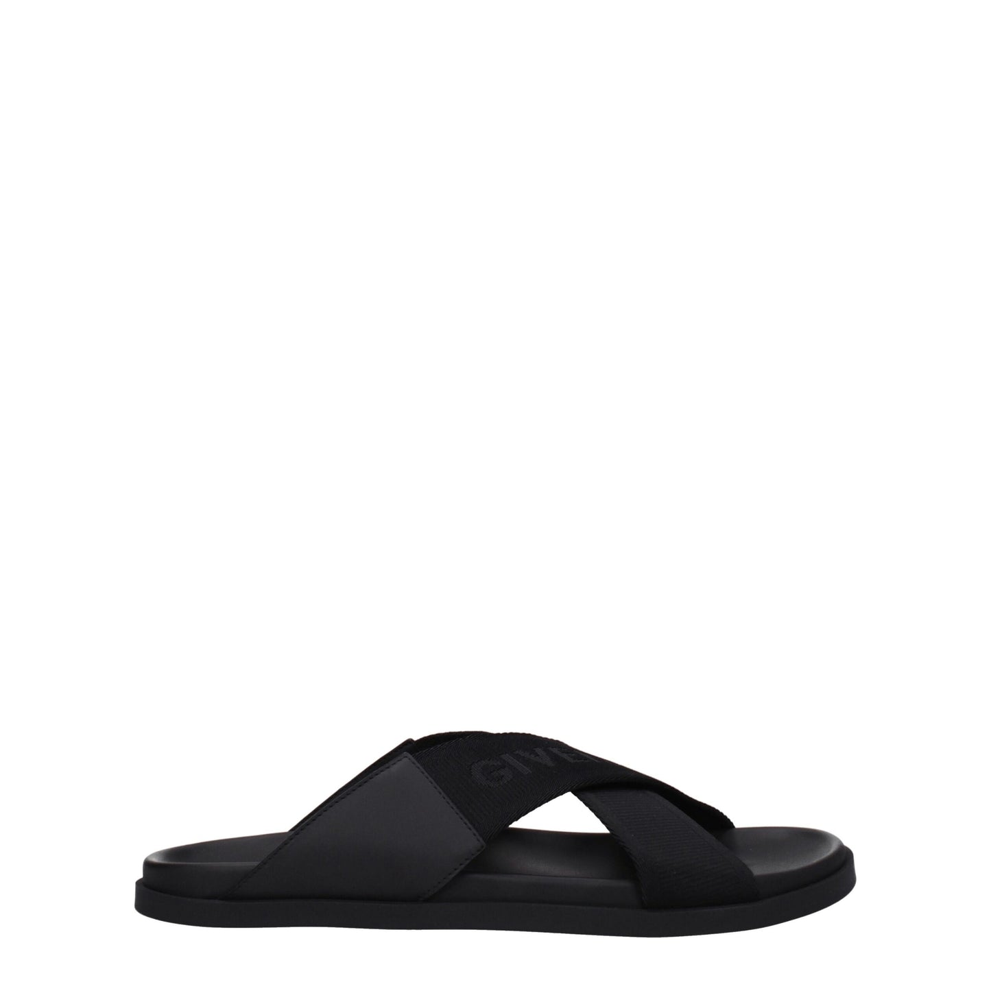 Black Fabric Slippers Sandals