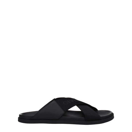Black Fabric Slippers Sandals