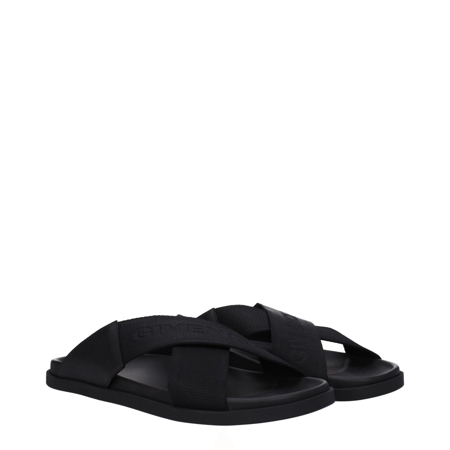 Black Fabric Slippers Sandals