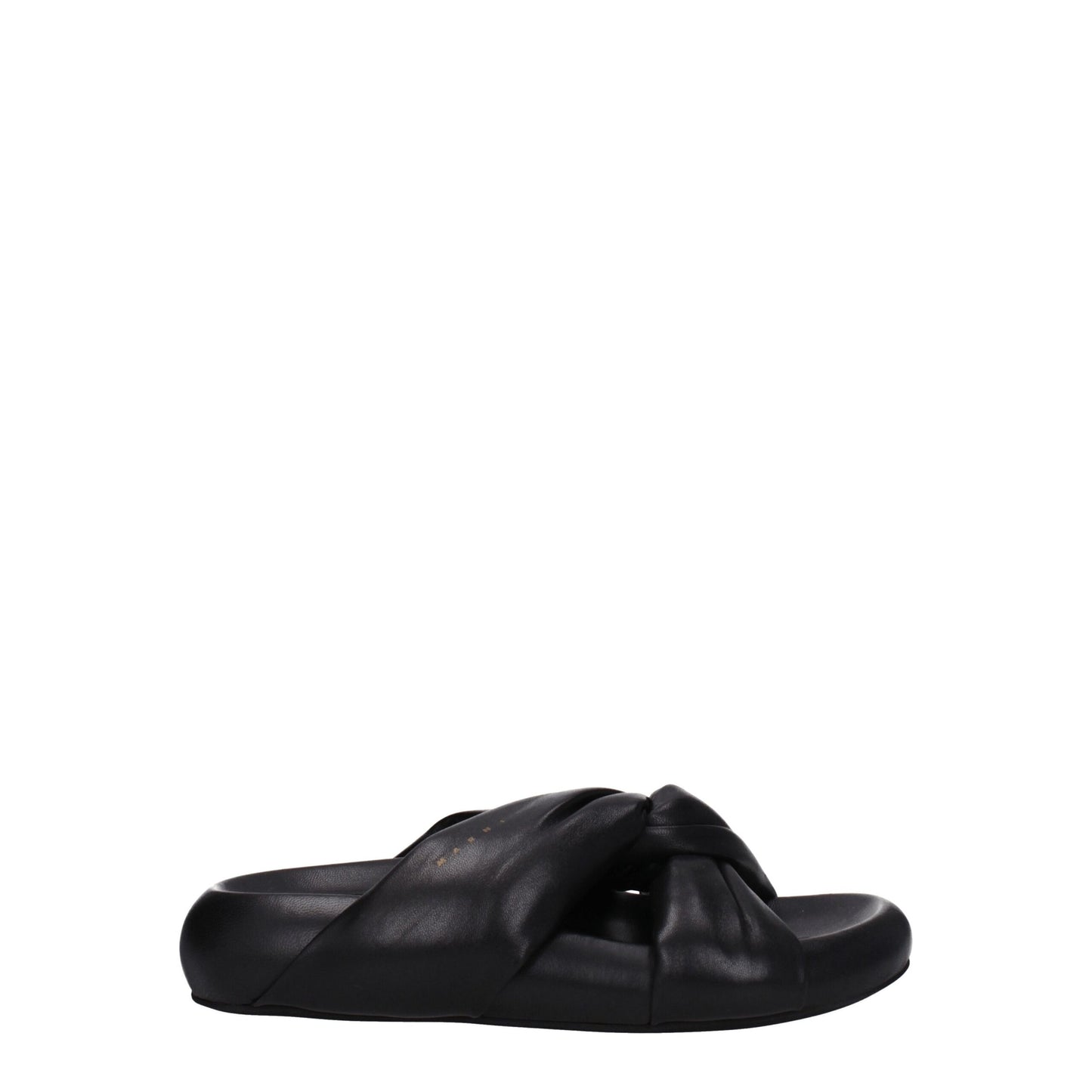 Black Leather Slippers Sandals