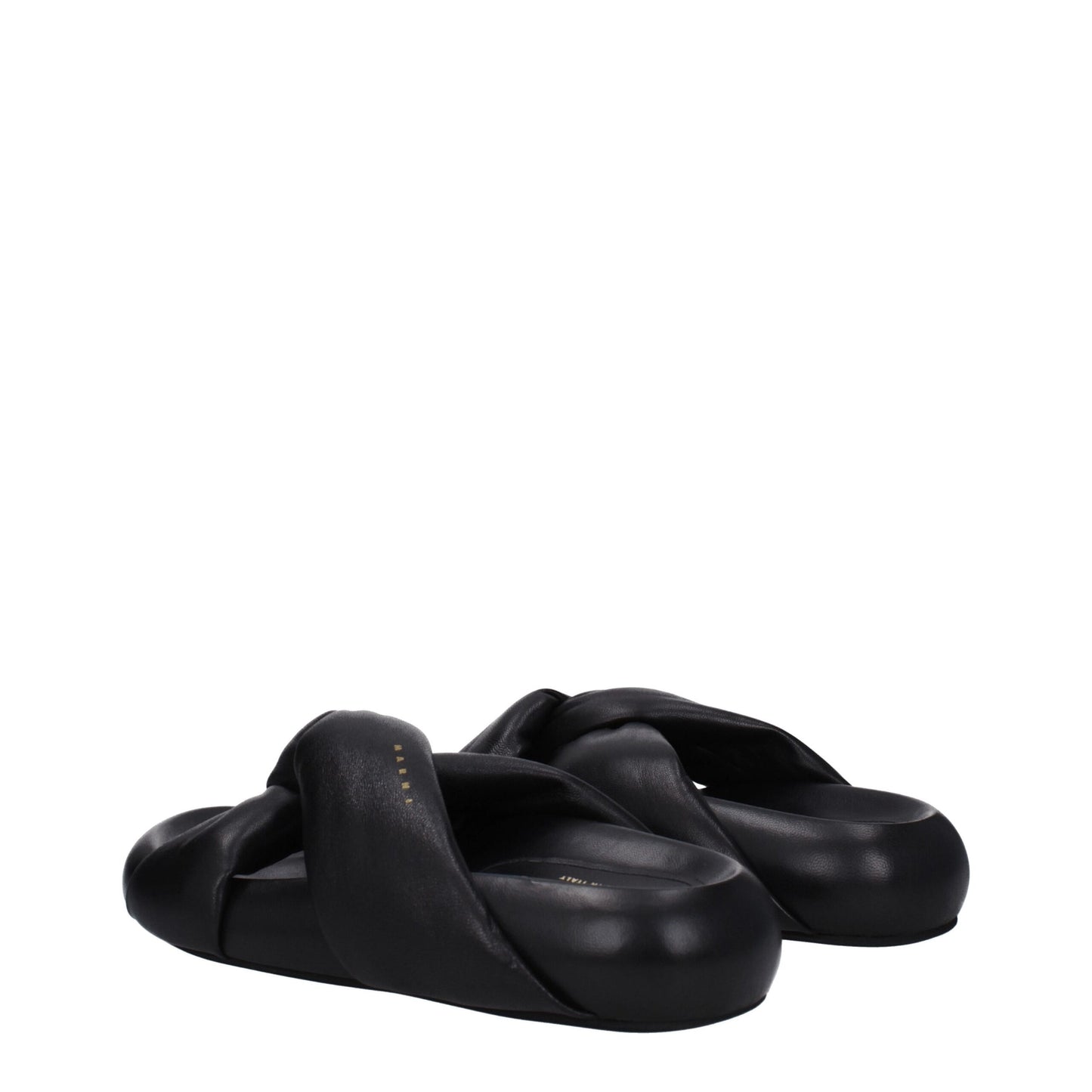 Black Leather Slippers Sandals