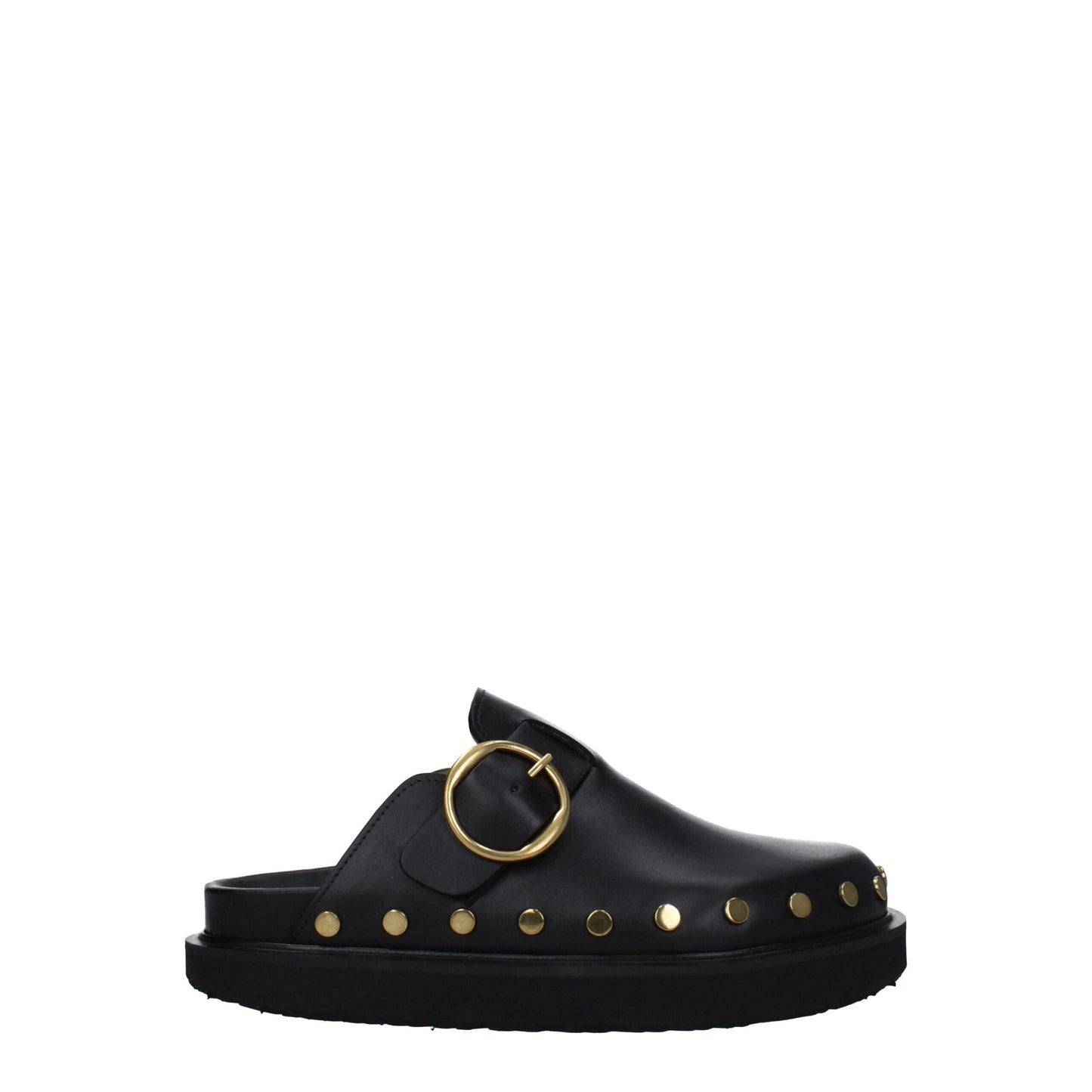 Black Leather Slippers Sandals