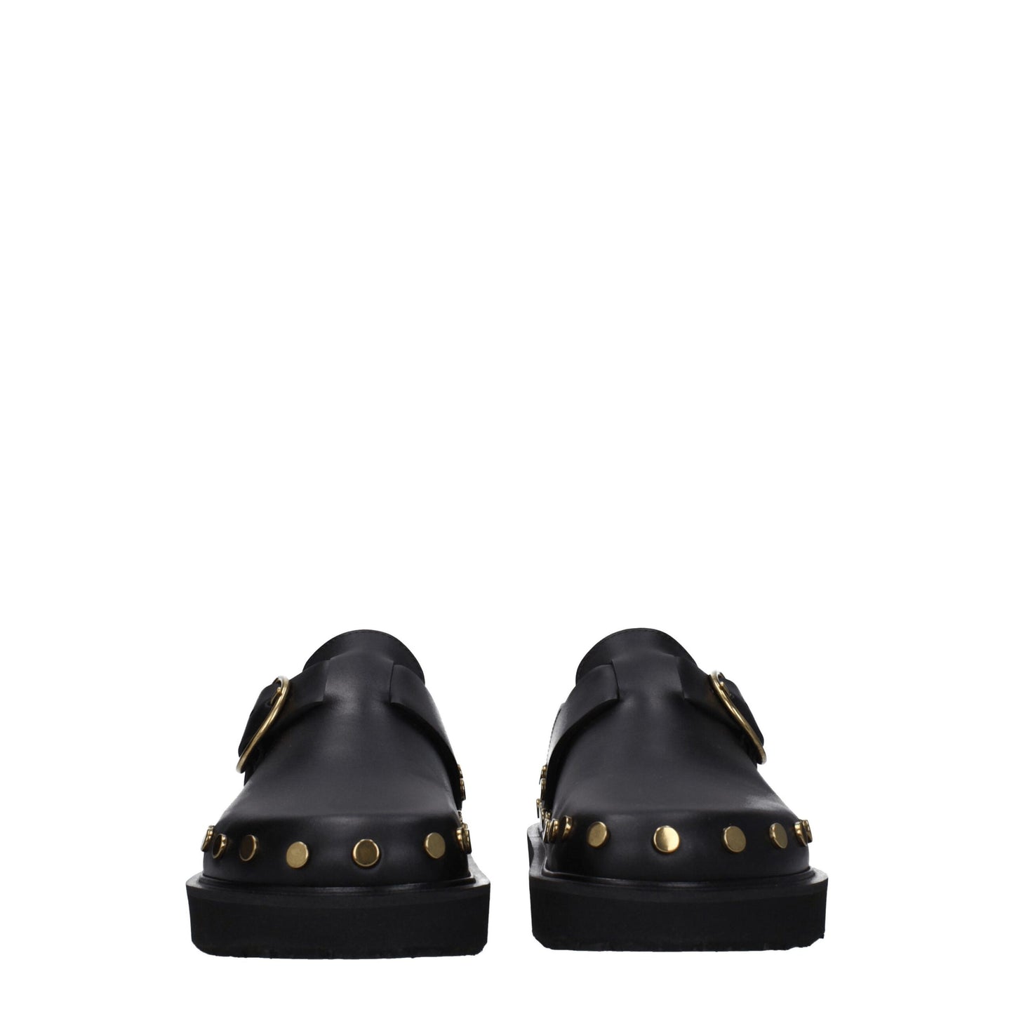 Black Leather Slippers Sandals