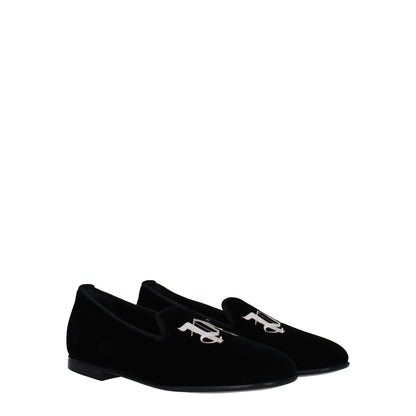 Black Velvet Slip-On Loafers