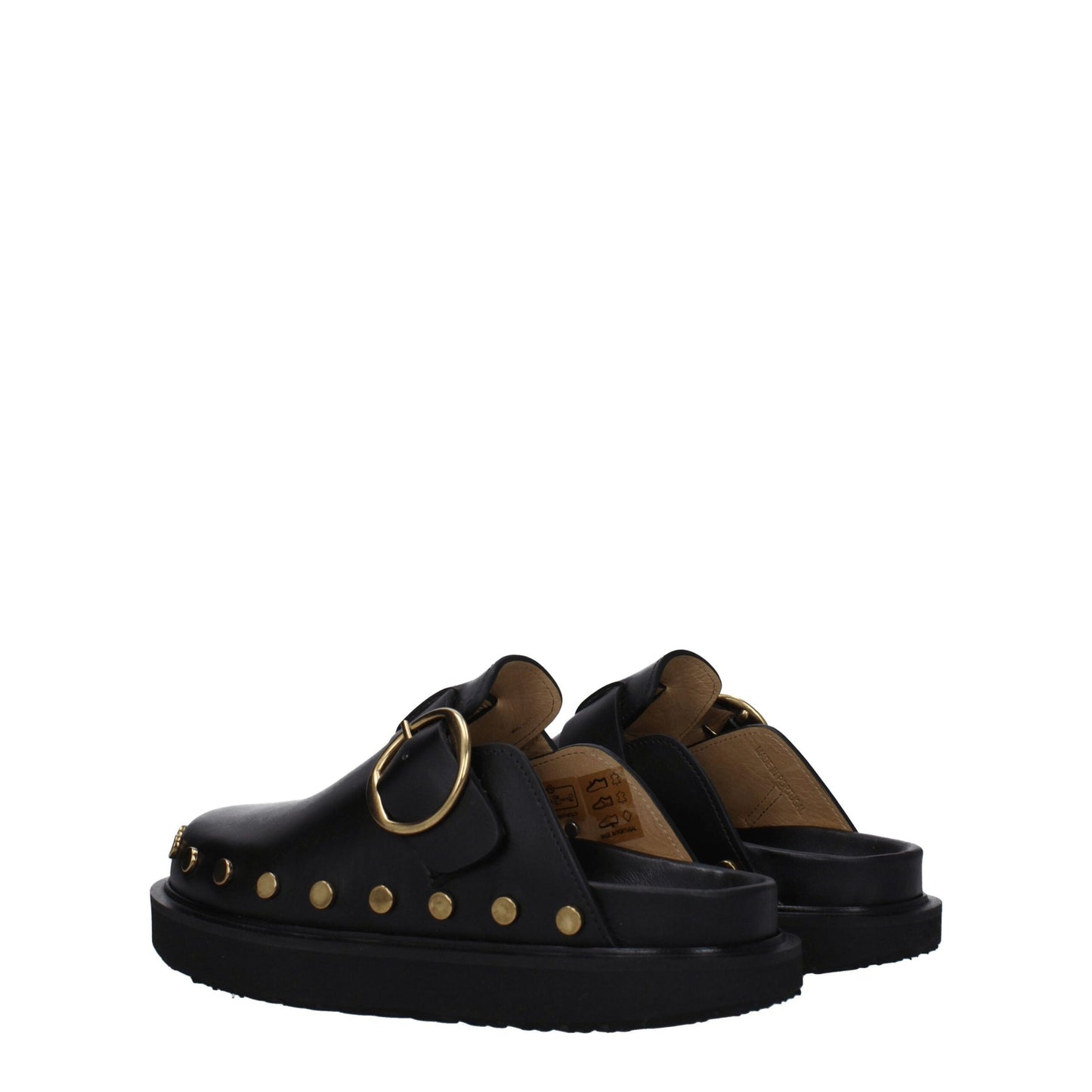 Black Leather Slippers Sandals