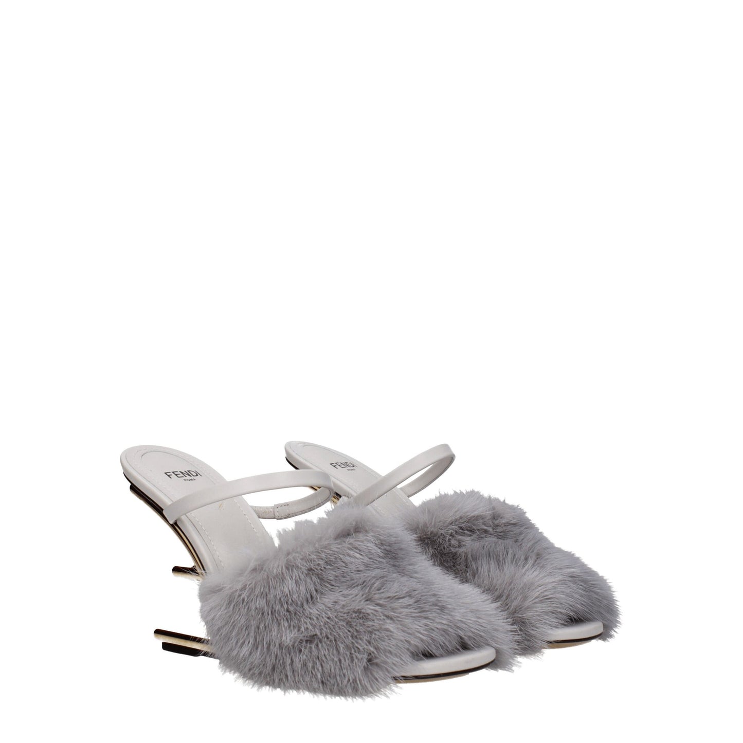 Gray Mink Slippers Sandals