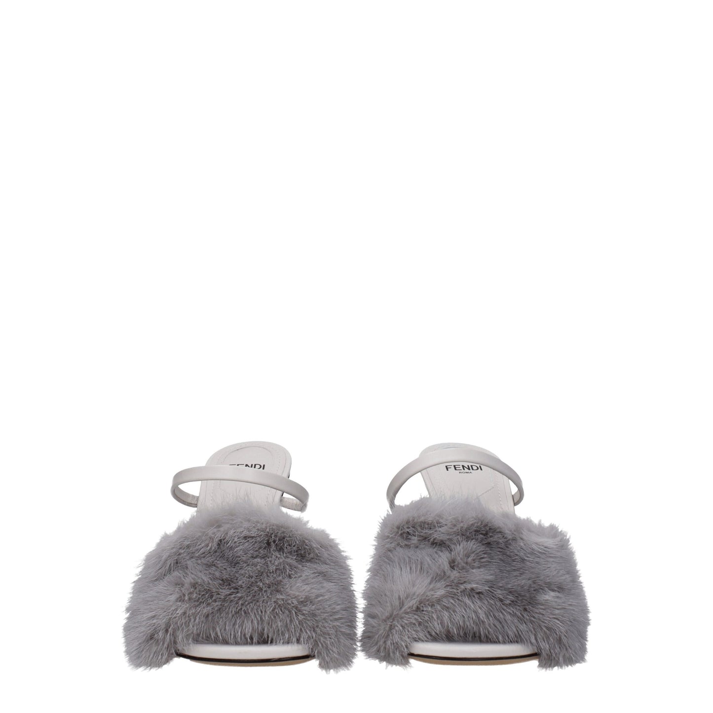 Gray Mink Slippers Sandals