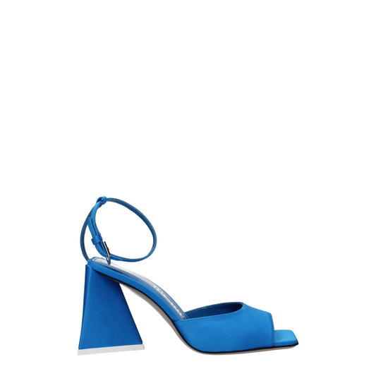 Blue Satin Stiletto Heels Sandals
