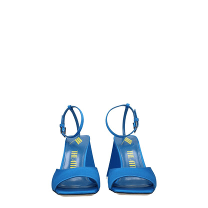 Blue Satin Stiletto Heels Sandals
