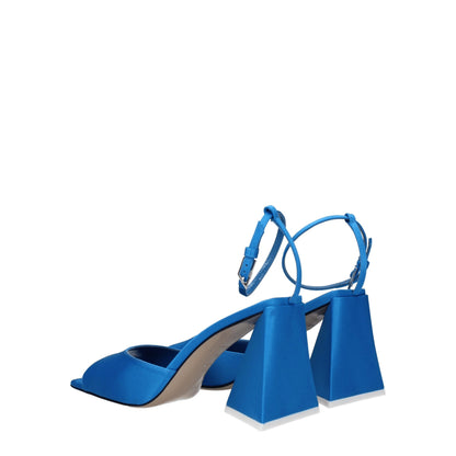 Blue Satin Stiletto Heels Sandals