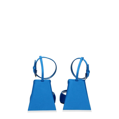 Blue Satin Stiletto Heels Sandals