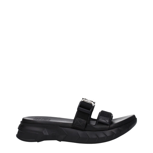 Black Fabric Slippers Sandals