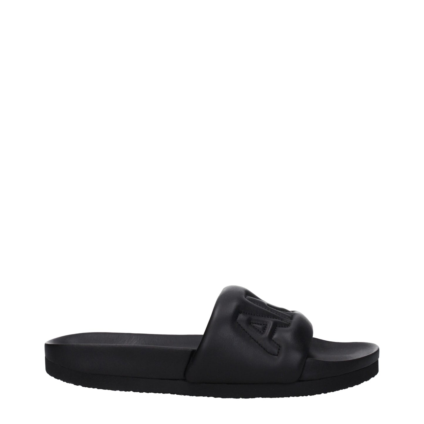 Black Leather Slippers Sandals