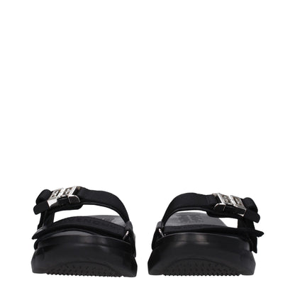Black Fabric Slippers Sandals