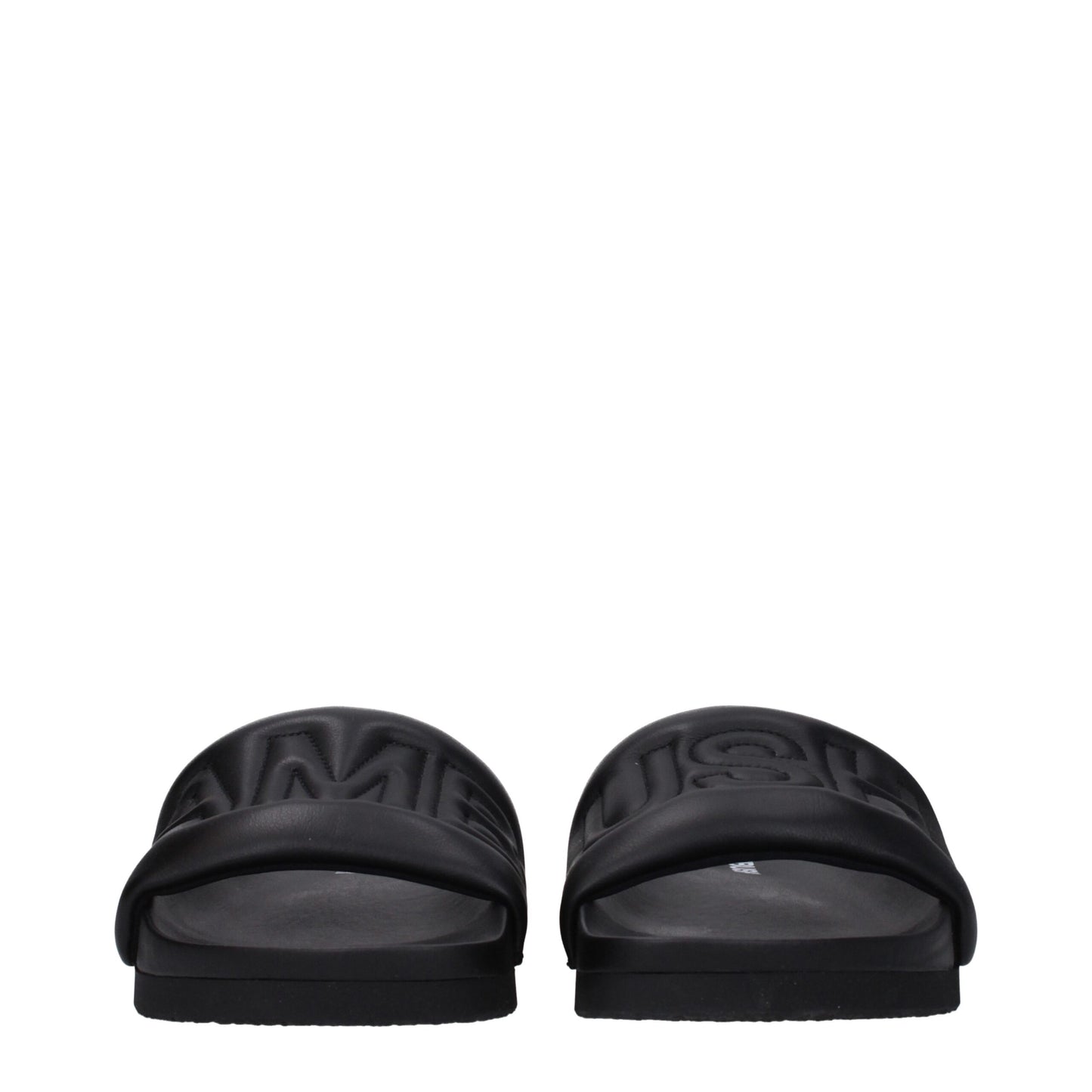 Black Leather Slippers Sandals
