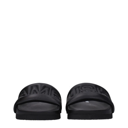 Black Leather Slippers Sandals