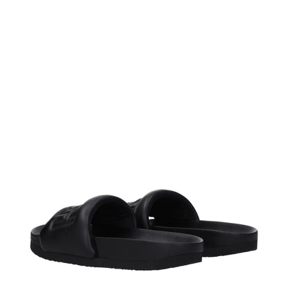 Black Leather Slippers Sandals